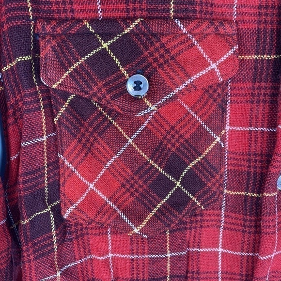 Vintage Glenbrooke By JcPenney Red Wool Button Up Shirt Size Small - Picture 4 of 9